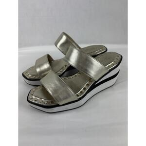 Cecelia New York Beecher Platform Sandal Metallic Gold Leather 7.5 M